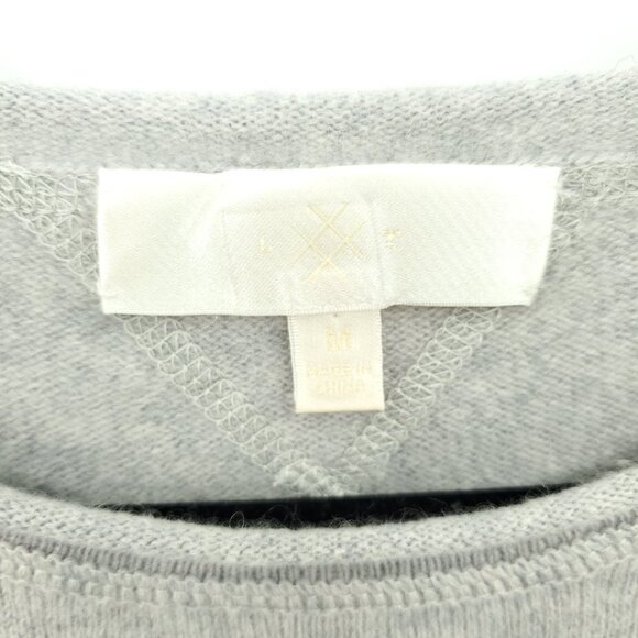 Lisa Todd 100% Cashmere Embroidered Evil Eye Rolled Hem Sweater M Gray/Blue - Picture 3 of 15